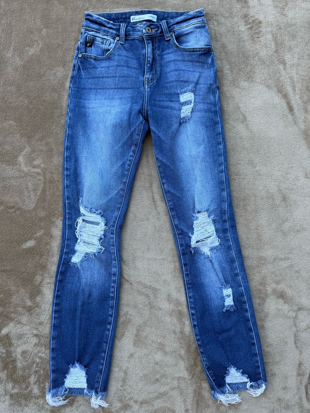 Kancan Distressed Dark Blue Skinny Jeans